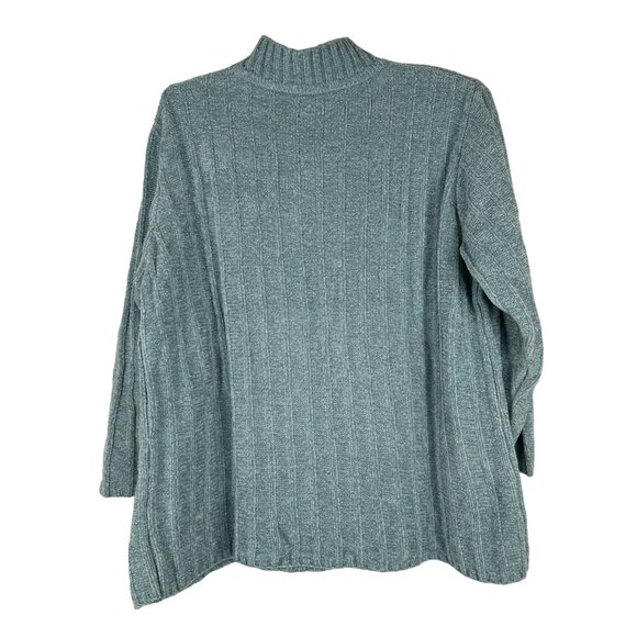 Erika Womens Cable Knit Mock Neck Sweater Size 1X Long Sleeve Soft Blue Pullover - Picture 8 of 9